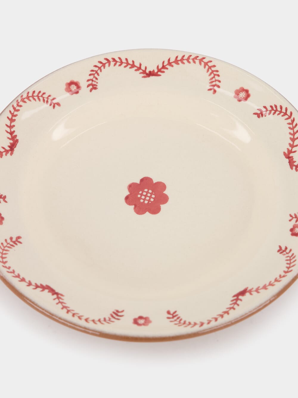 Hand-Painted Viana Red Stoneware Dessert Plate