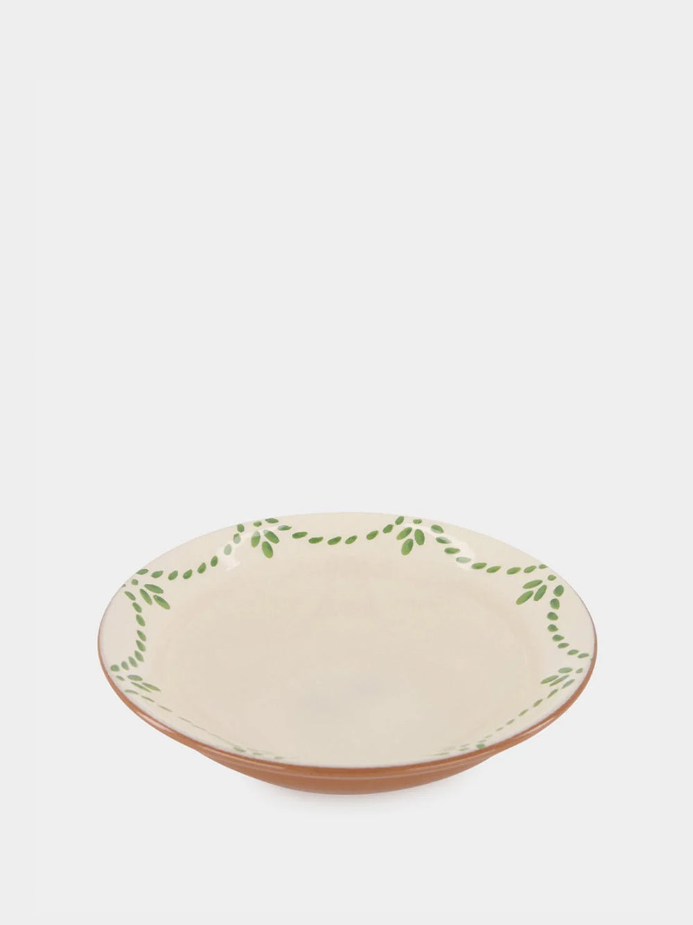 Hand-Painted Viana Green Stoneware Soup Plate
