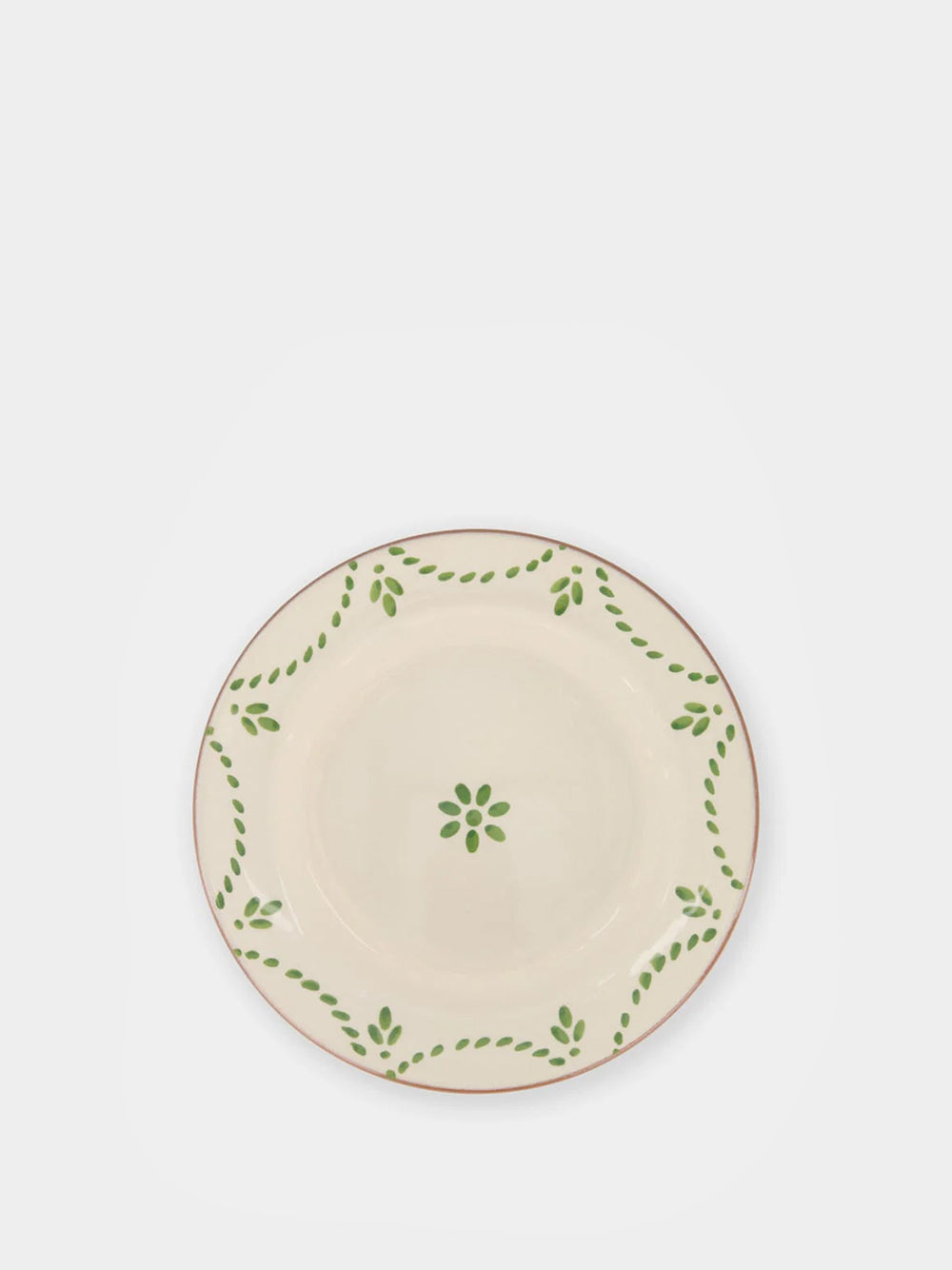 Hand-Painted Viana Green Stoneware Dessert Plate
