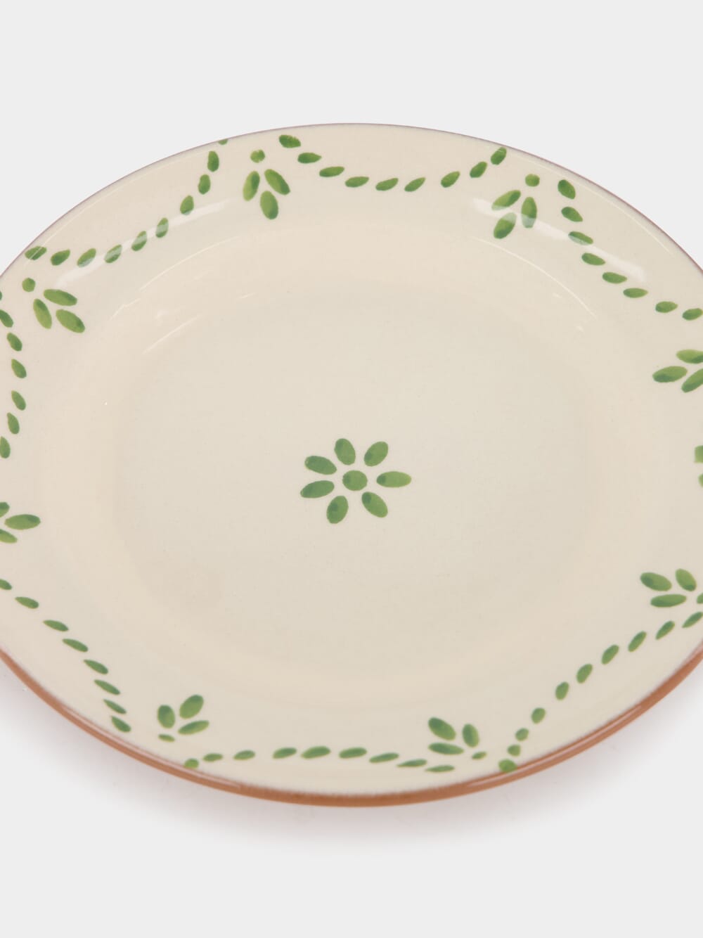 Hand-Painted Viana Green Stoneware Dessert Plate