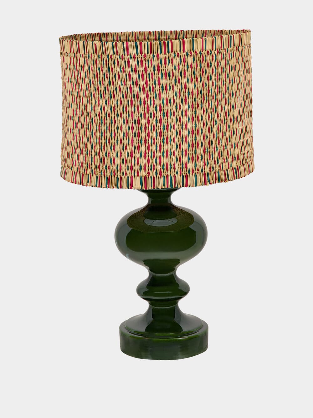 Handmade Coruche Natural Red and Green Reed Abat Jour
