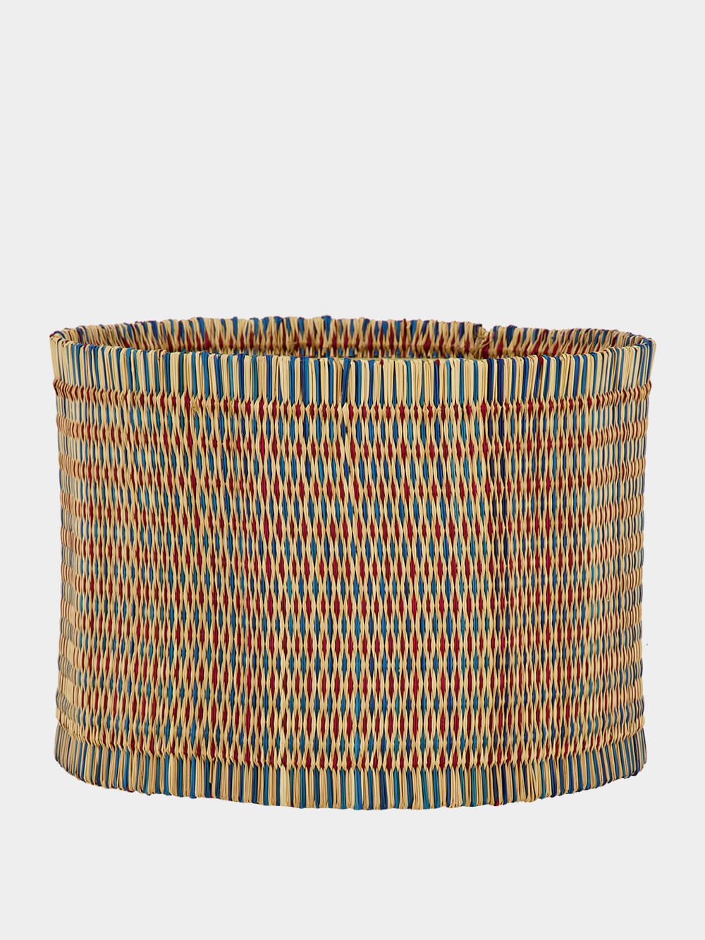 Handmade Coruche Natural Red and Blue Reed Abat Jour