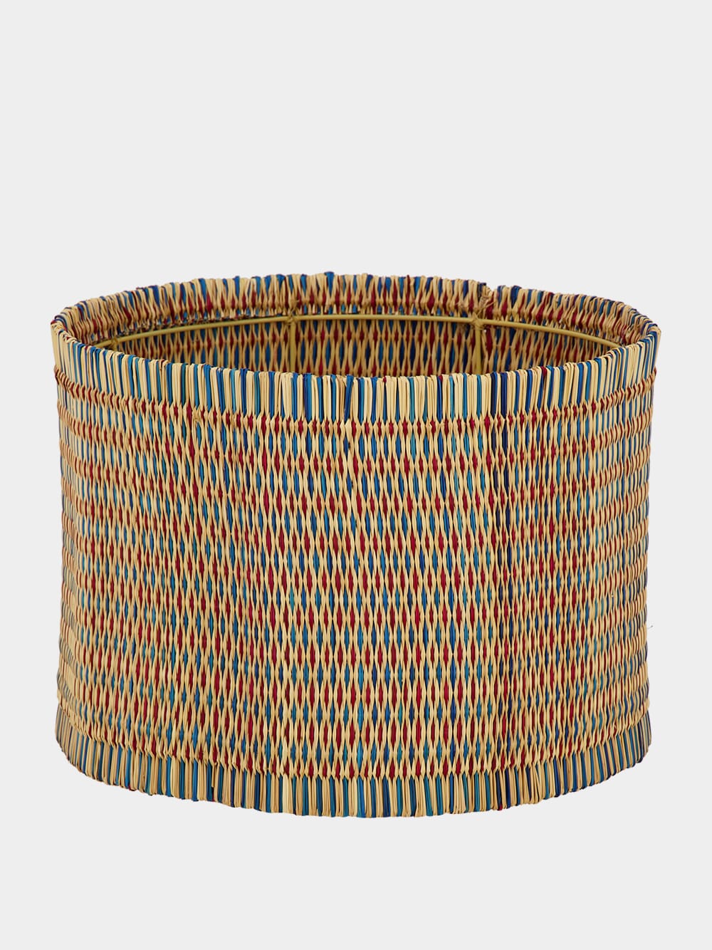Handmade Coruche Natural Red and Blue Reed Abat Jour