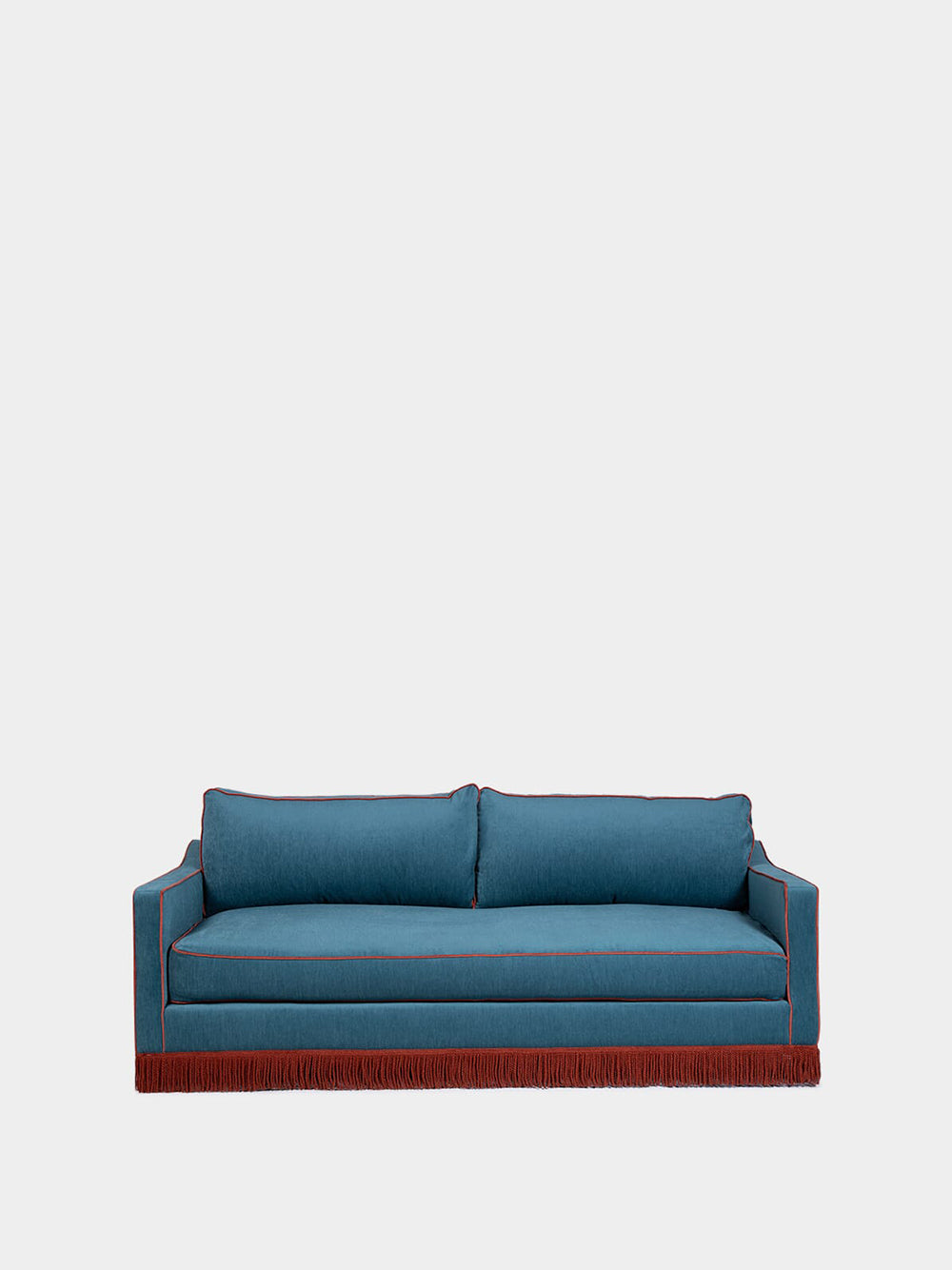 Afonso Blue and Brick Velvet Sofa