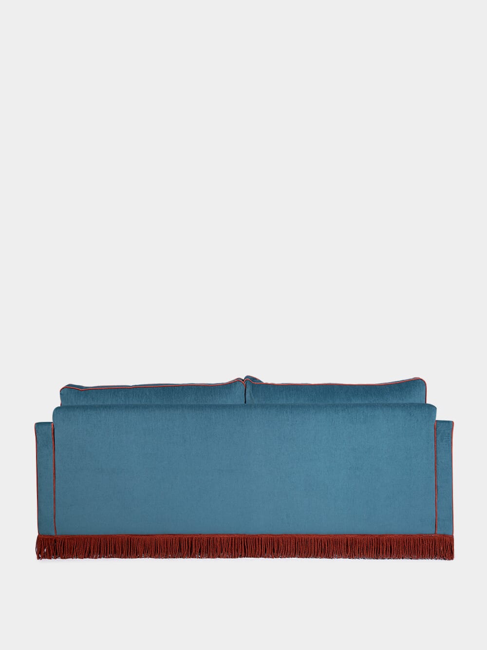 Afonso Blue and Brick Wood Velvet Sofa
