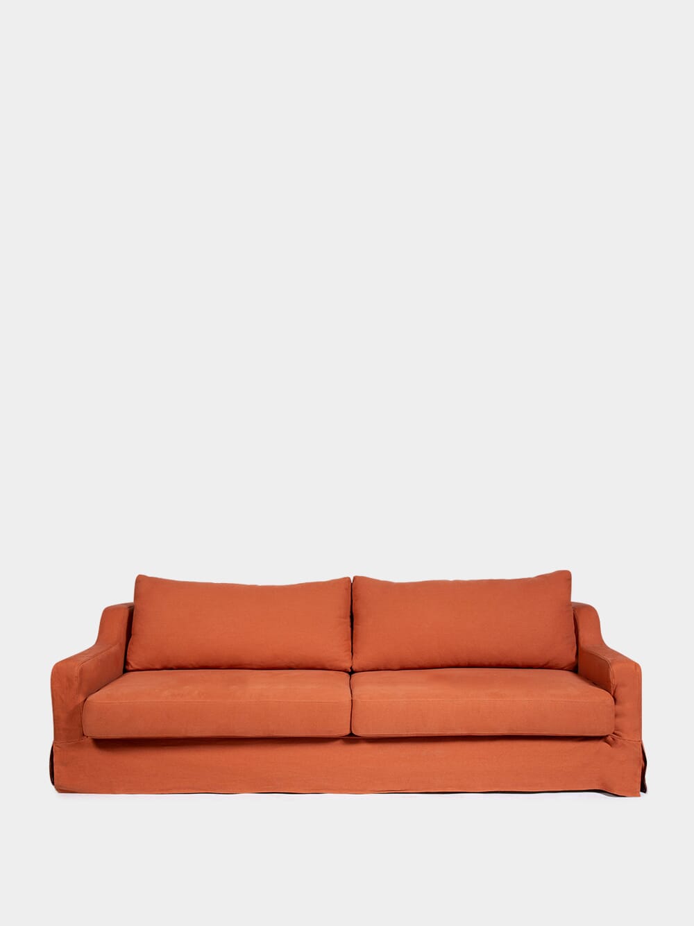 Carlos Brick Linen Four-Seater Sofa