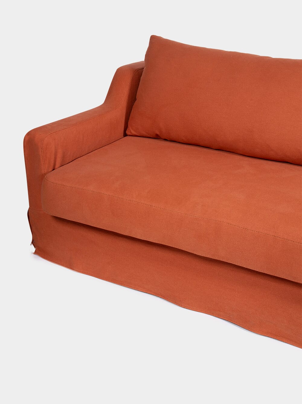 Carlos Brick Linen Four-Seater Sofa