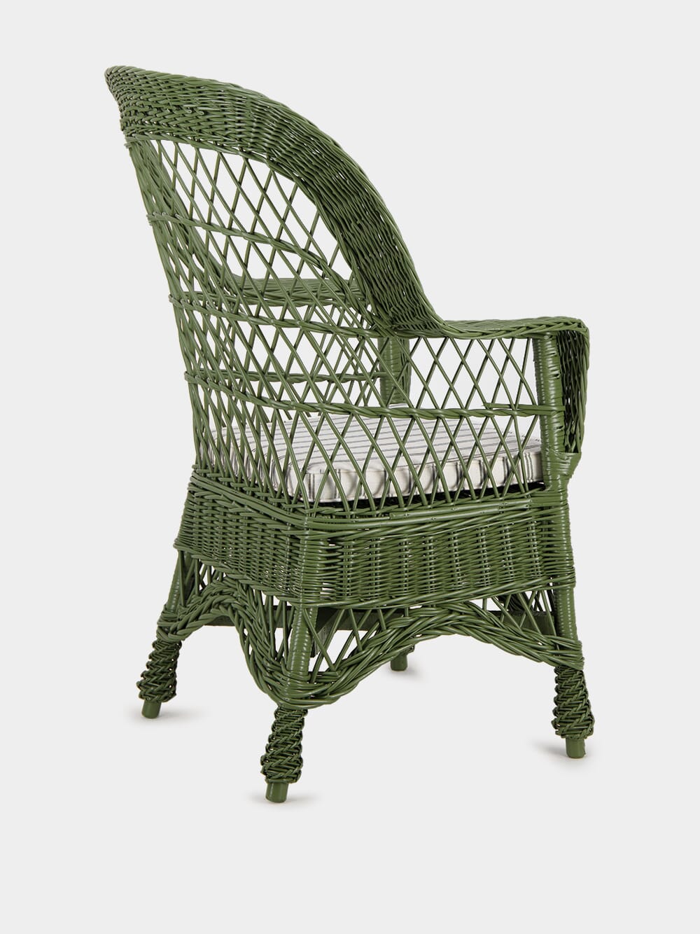 Handmade Furnas Green Wicker Armchair