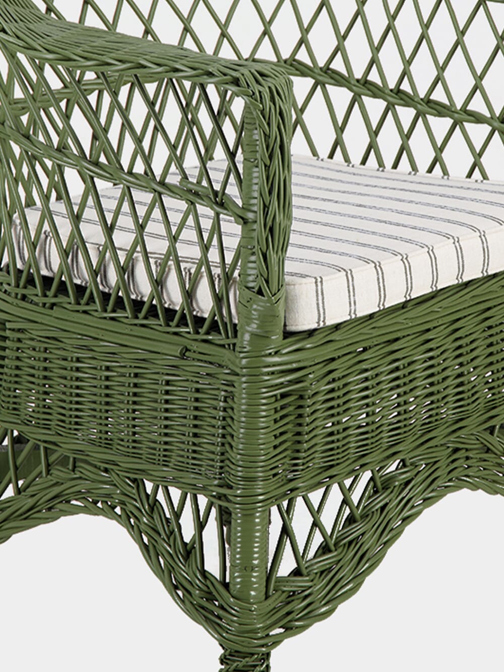 Handmade Furnas Green Wicker Armchair