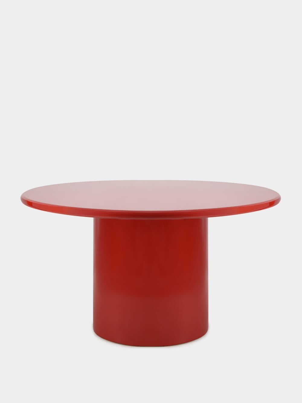 Amendoeira Red Lacquered Wood Round Dining Table