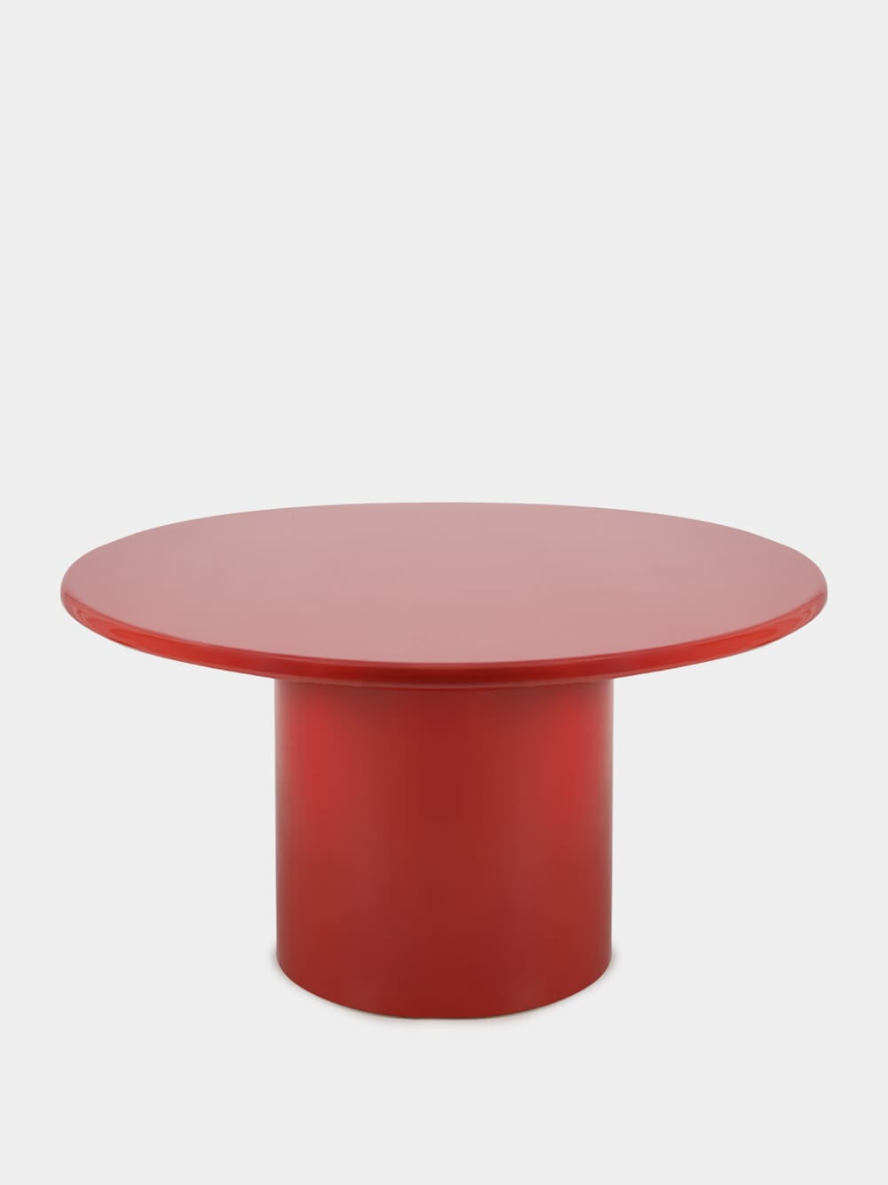 Amendoeira Red Lacquered Wood Round Dining Table