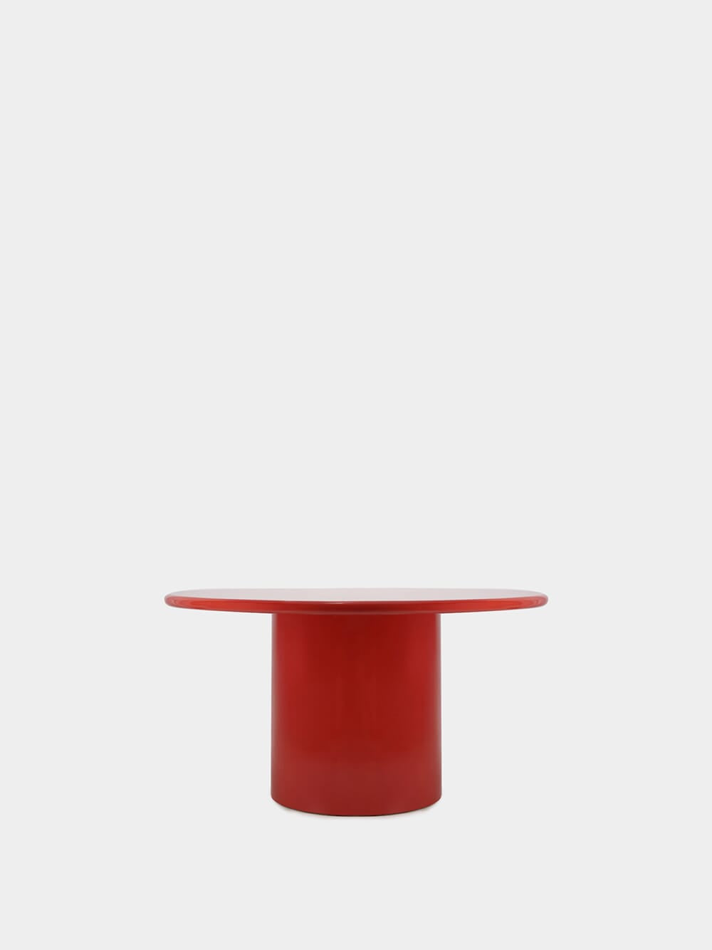 Amendoeira Red Lacquered Wood Round Dining Table