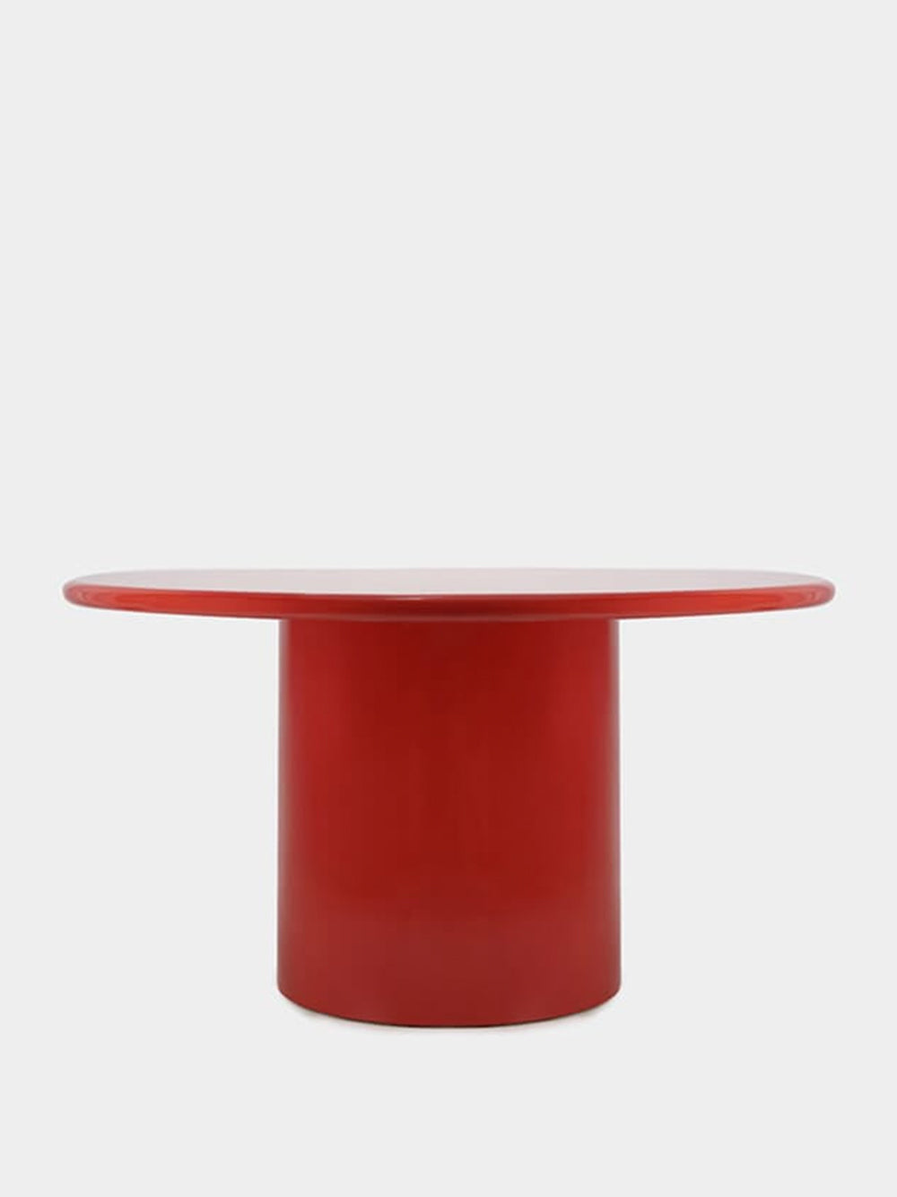 Amendoeira Red Lacquered Wood Round Dining Table