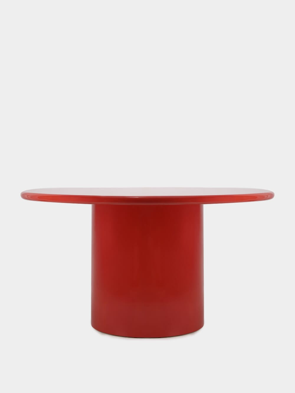 Amendoeira Red Lacquered Wood Round Dining Table