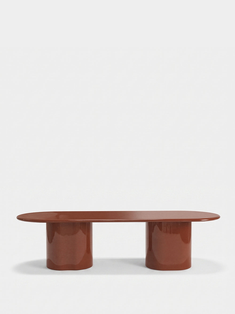 Amendoeira Brick Lacquered Wood Large Dining Table