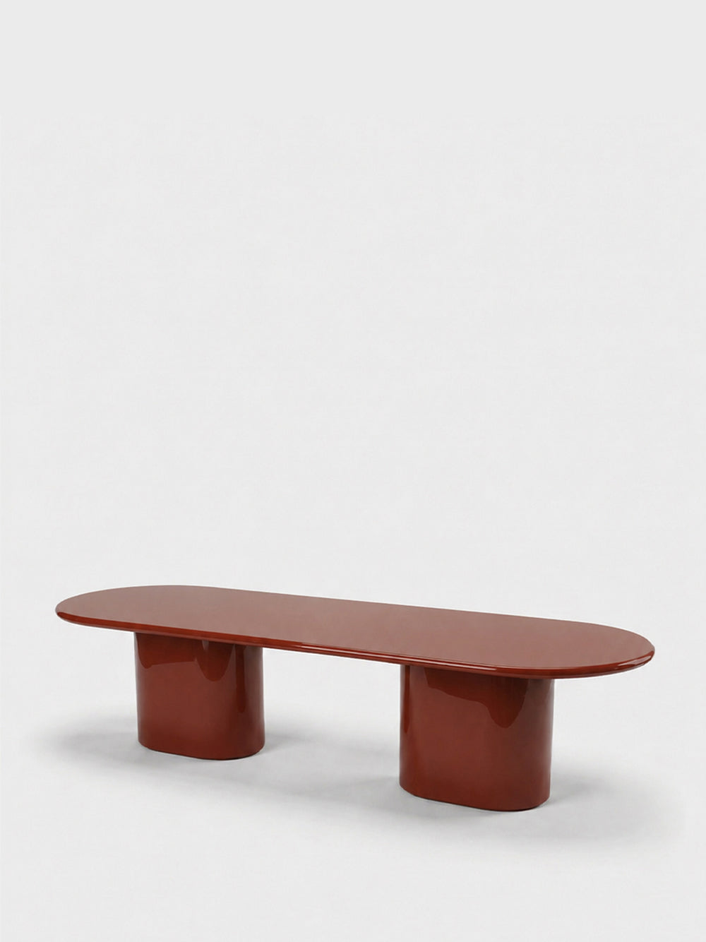 Amendoeira Brick Lacquered Wood Large Dining Table