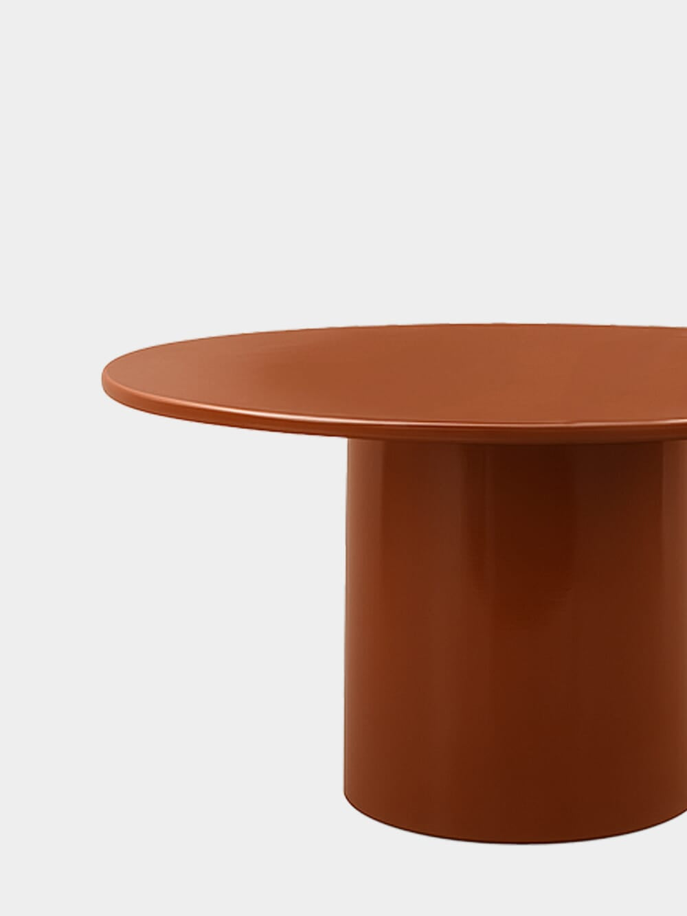 Amendoeira Brick Lacquered Wood Round Dining Table