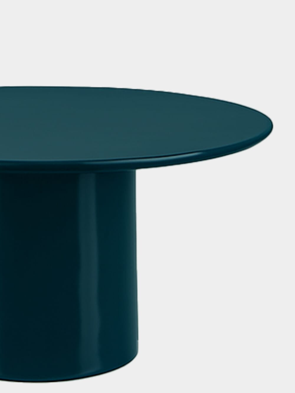 Amendoeira Petrol Blue Lacquered Wood Round Dining Table