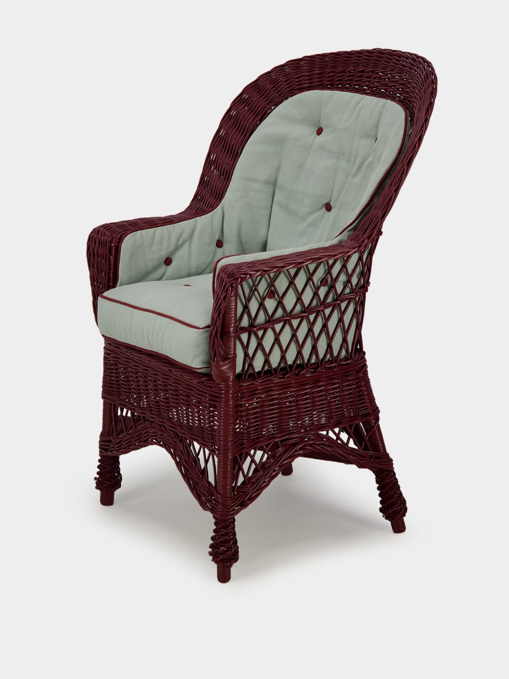 Furnas Light Blue and Bordeaux Linen Seating Cushion