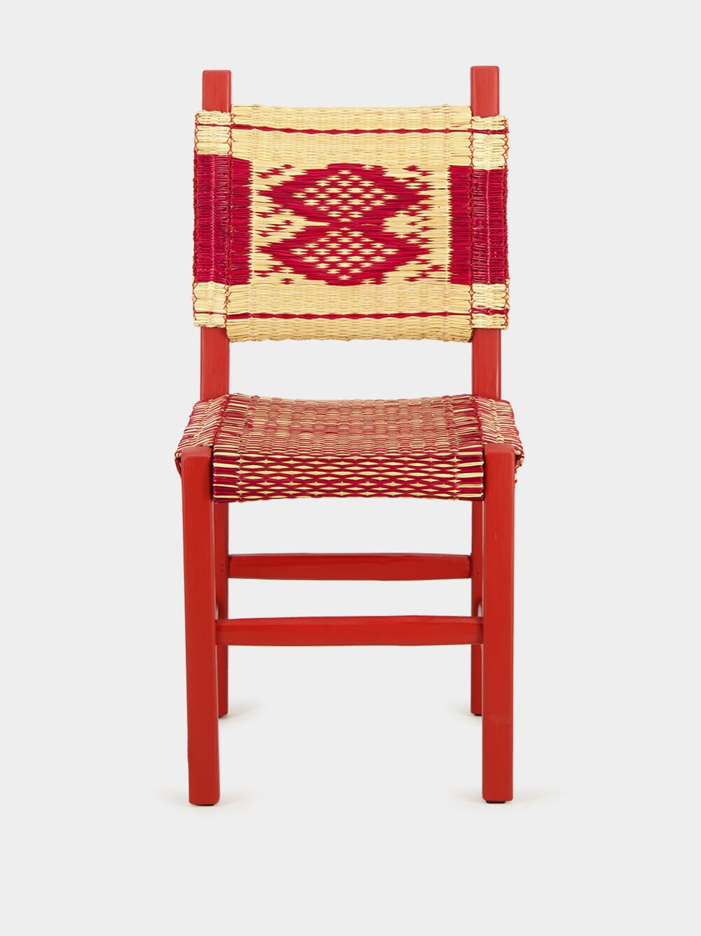 Handmade Coruche Bordeaux Wood and Reed Dining Chair