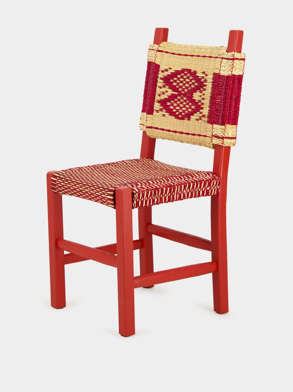 Handmade Coruche Bordeaux Wood and Reed Dining Chair