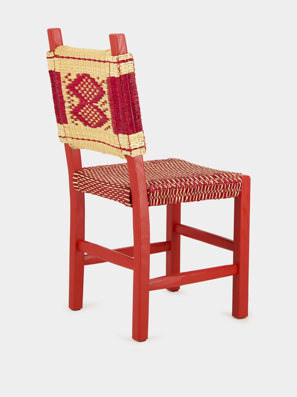 Handmade Coruche Bordeaux Wood and Reed Dining Chair
