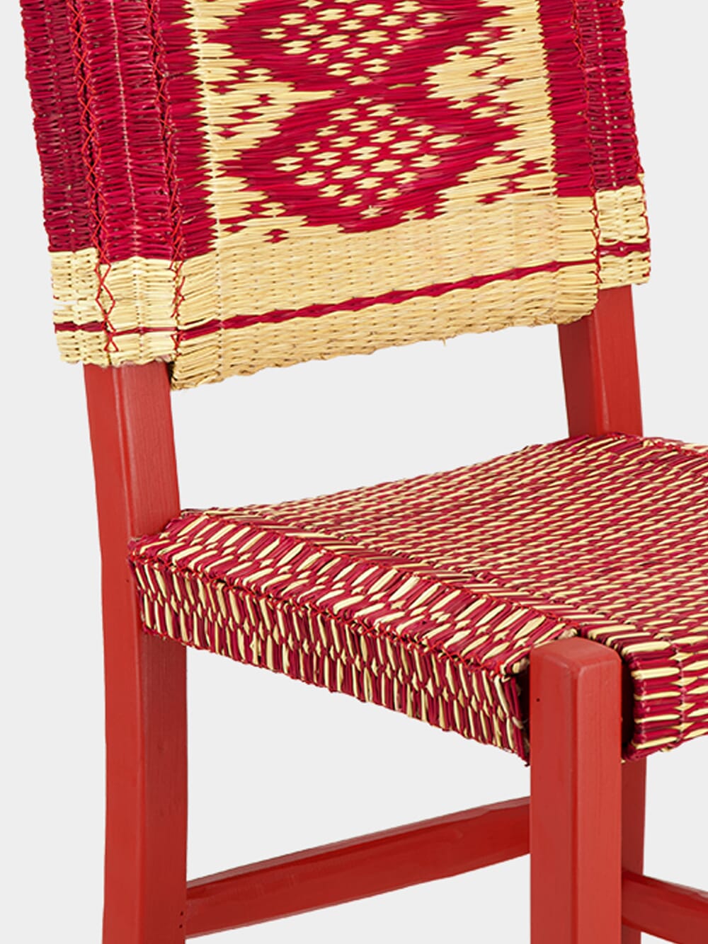 Handmade Coruche Bordeaux Wood and Reed Dining Chair