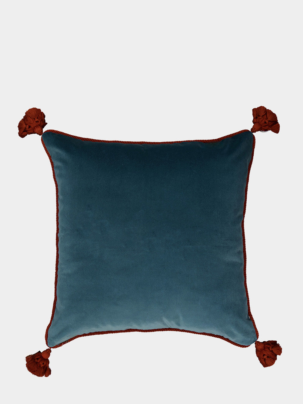 Afonso Blue Velvet and Chenille Embroidered Cushion