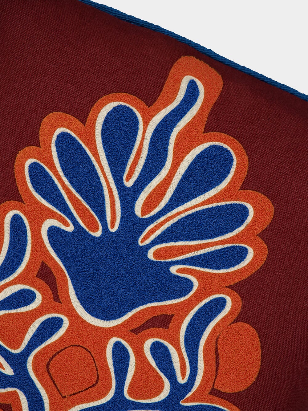 Dinis Bordeaux Linen and Chenille Embroidered Cushion