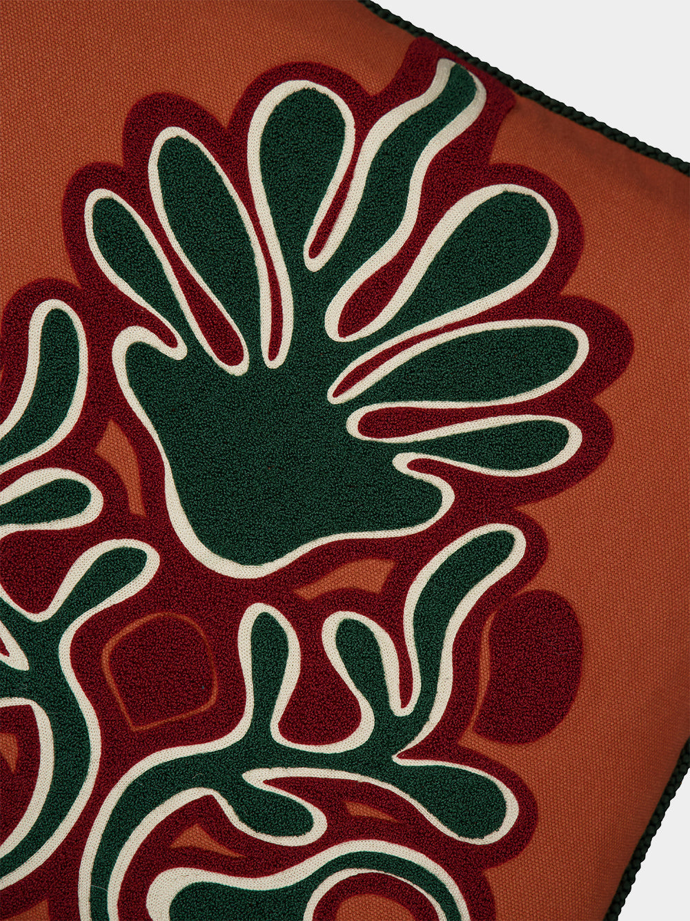 Dinis Brick Linen and Chenille Embroidered Cushion