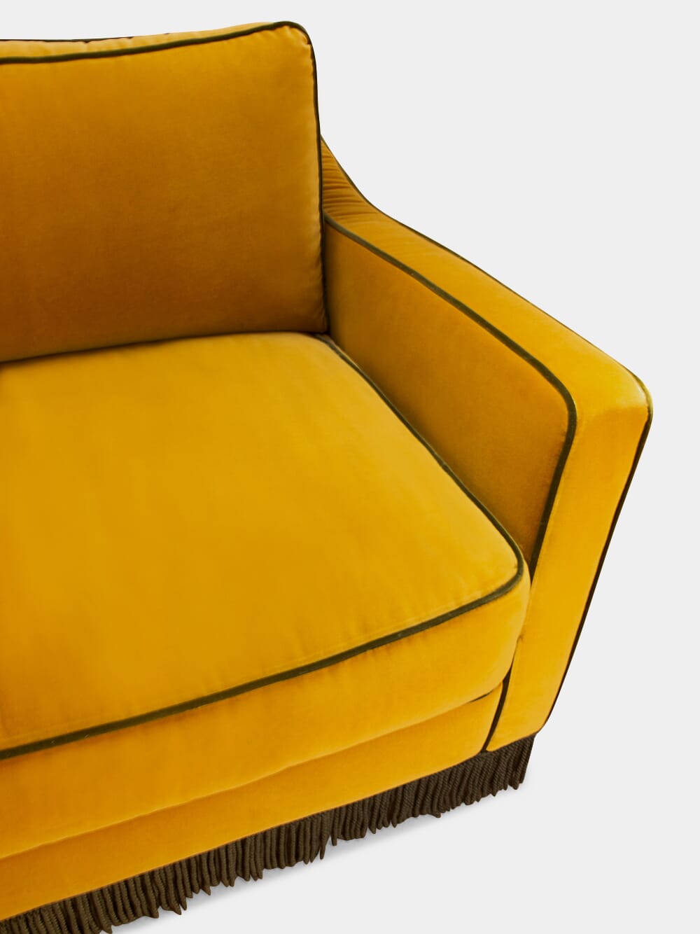 Afonso Yellow and Green Velvet Sofa