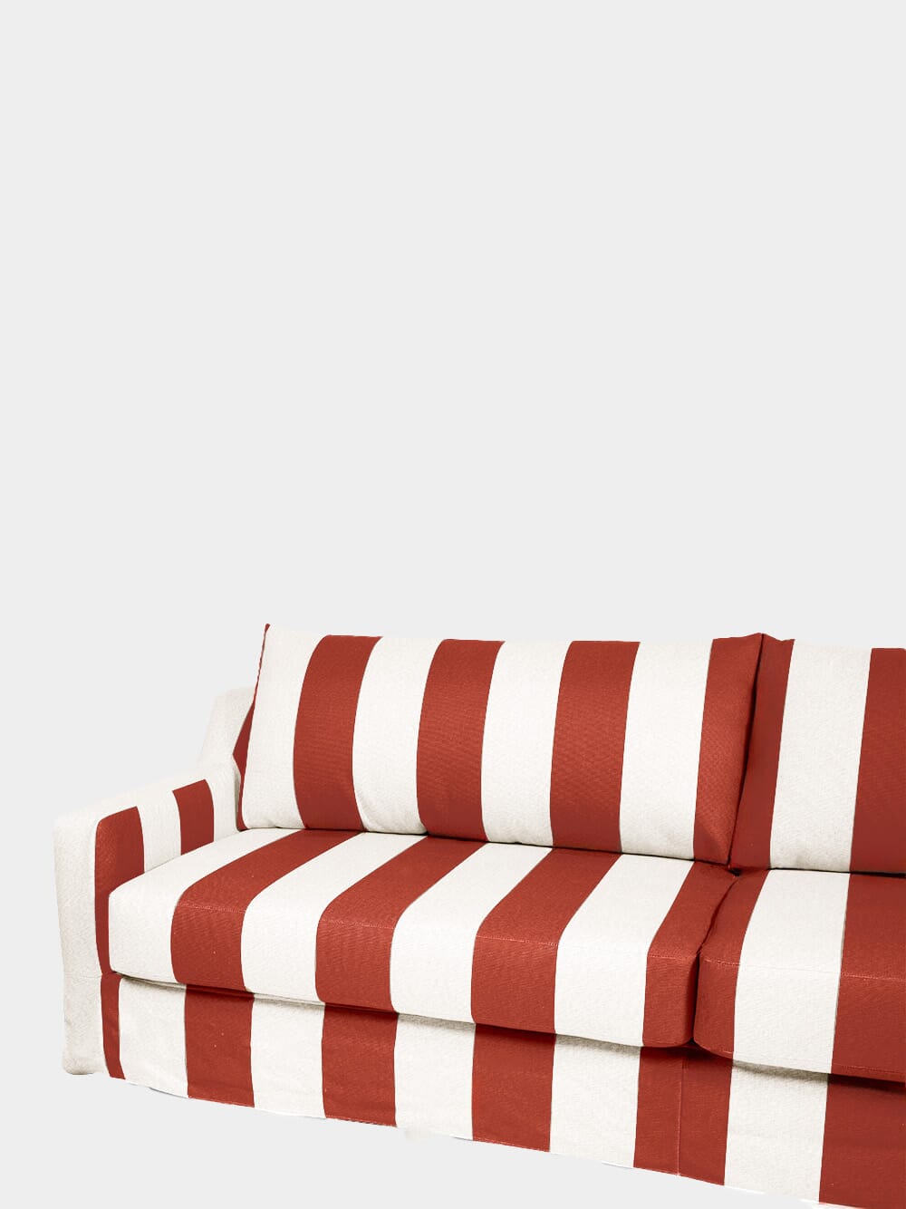 Manuel Bordeaux Striped Linen and Wood Sofa