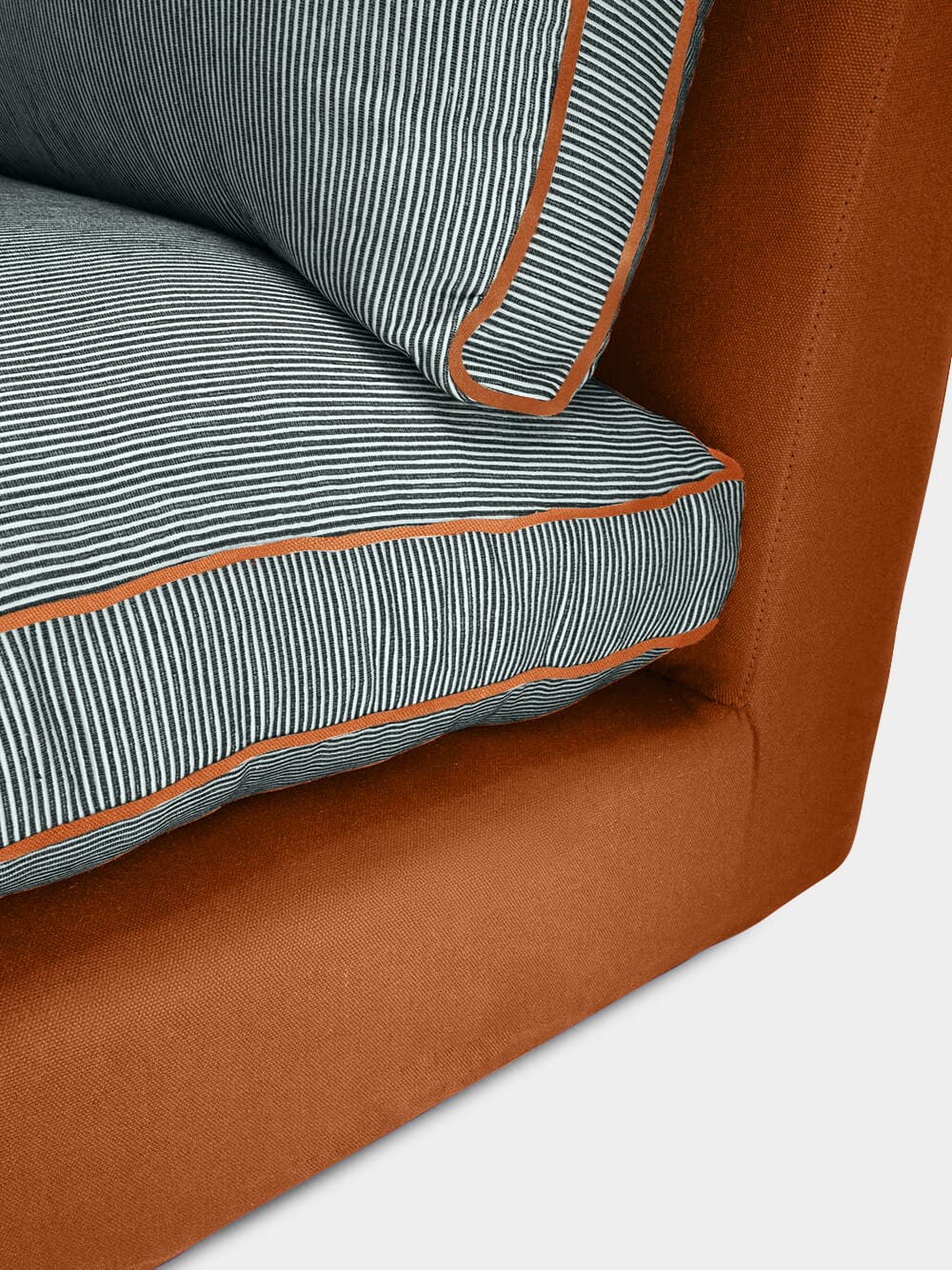 Dinis Brick Linen and Wood Sofa