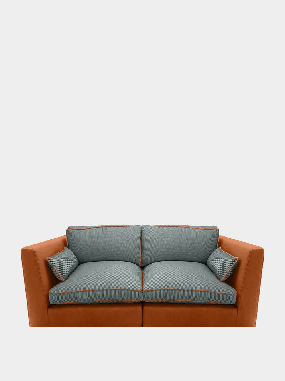 Dinis Brick Linen and Wood Sofa