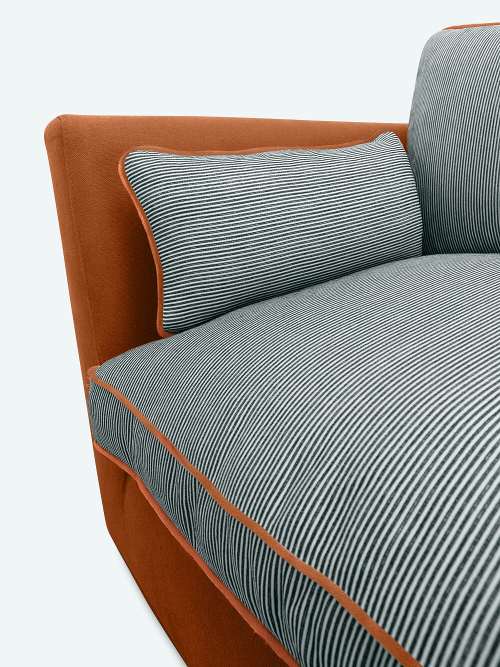 Dinis Brick Linen and Wood Sofa