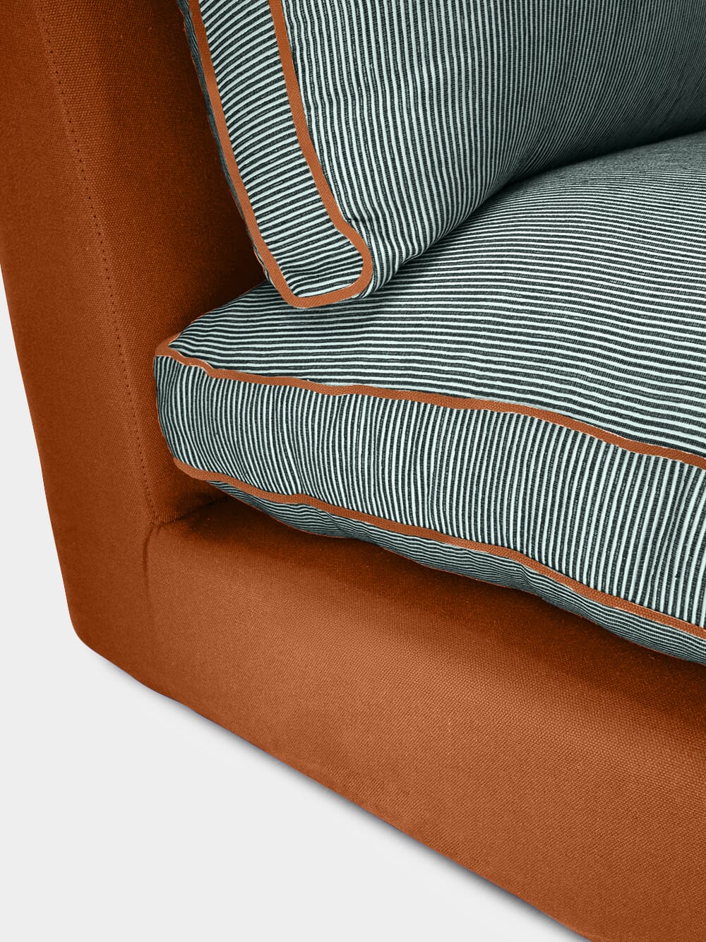 Dinis Brick Linen and Wood Sofa