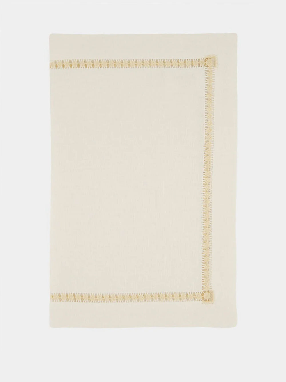 Hand-Embroidered Maria White Linen with Ivory Embroidery Placemat