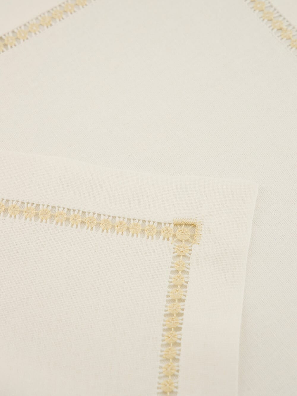 Hand-Embroidered Maria White Linen with Beige Embroidery Placemat