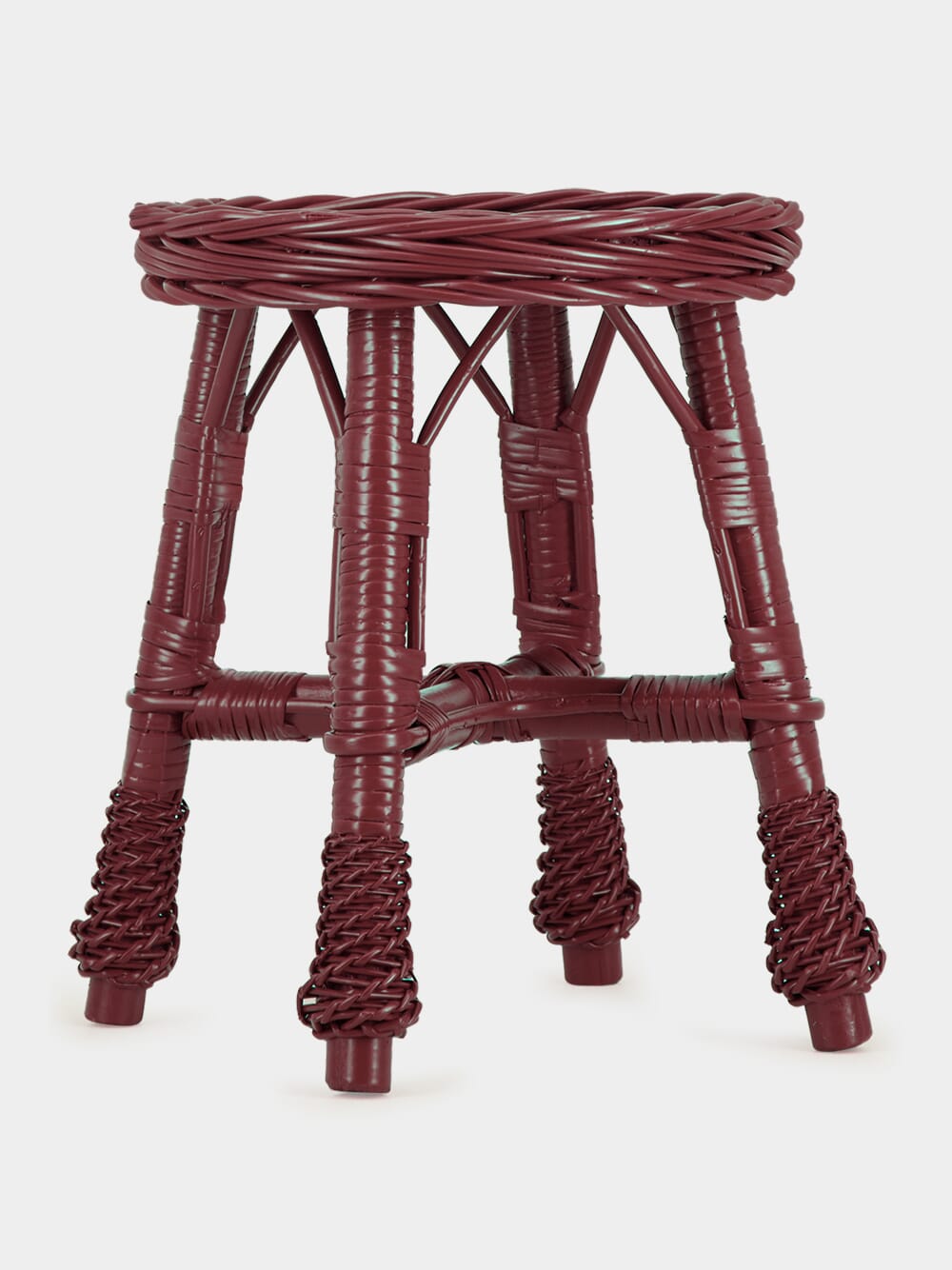 Handmade Furnas Bordeaux Wicker Stool