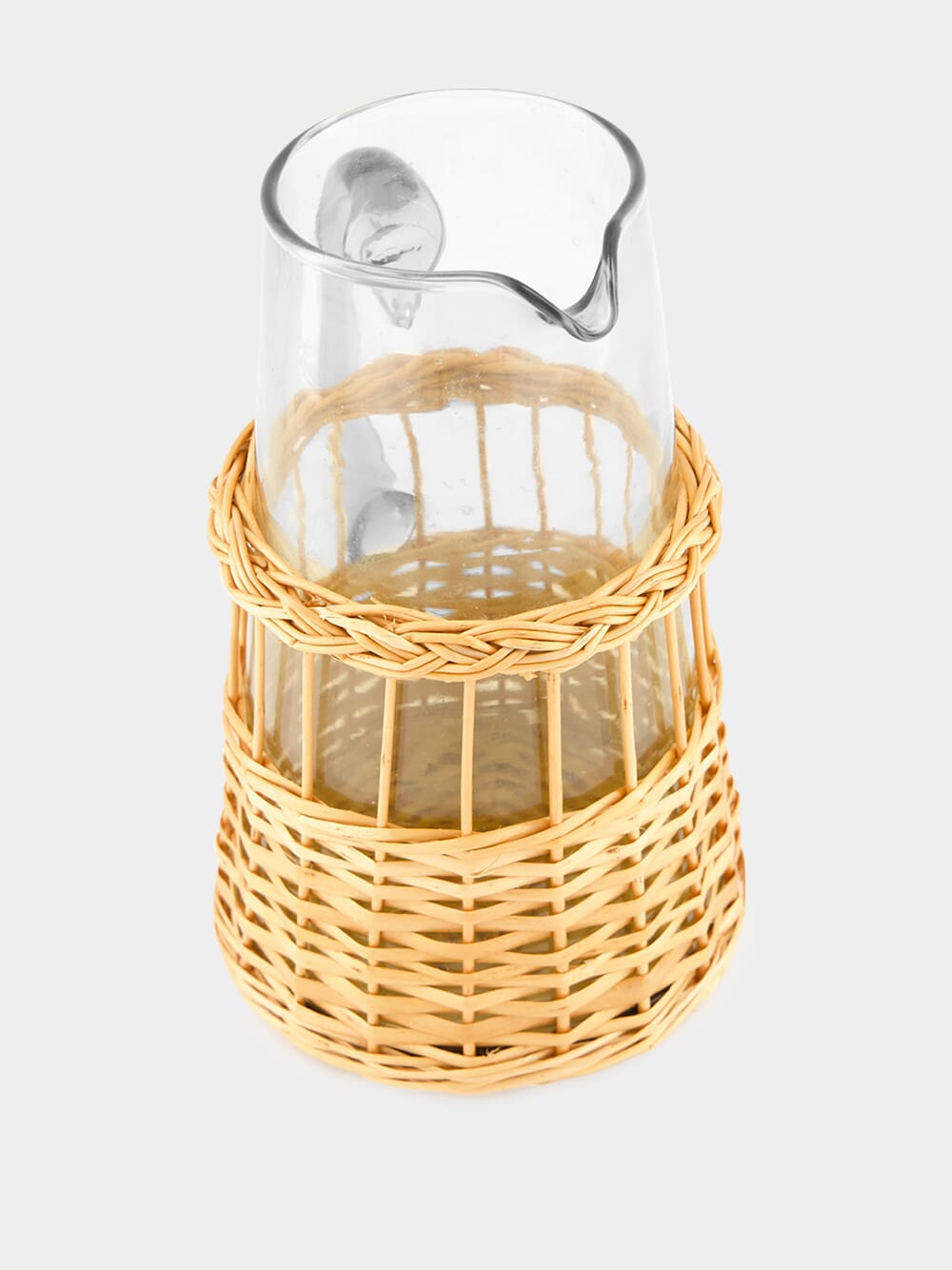 Handmade Vitória Natural Wicker and Glass Jug
