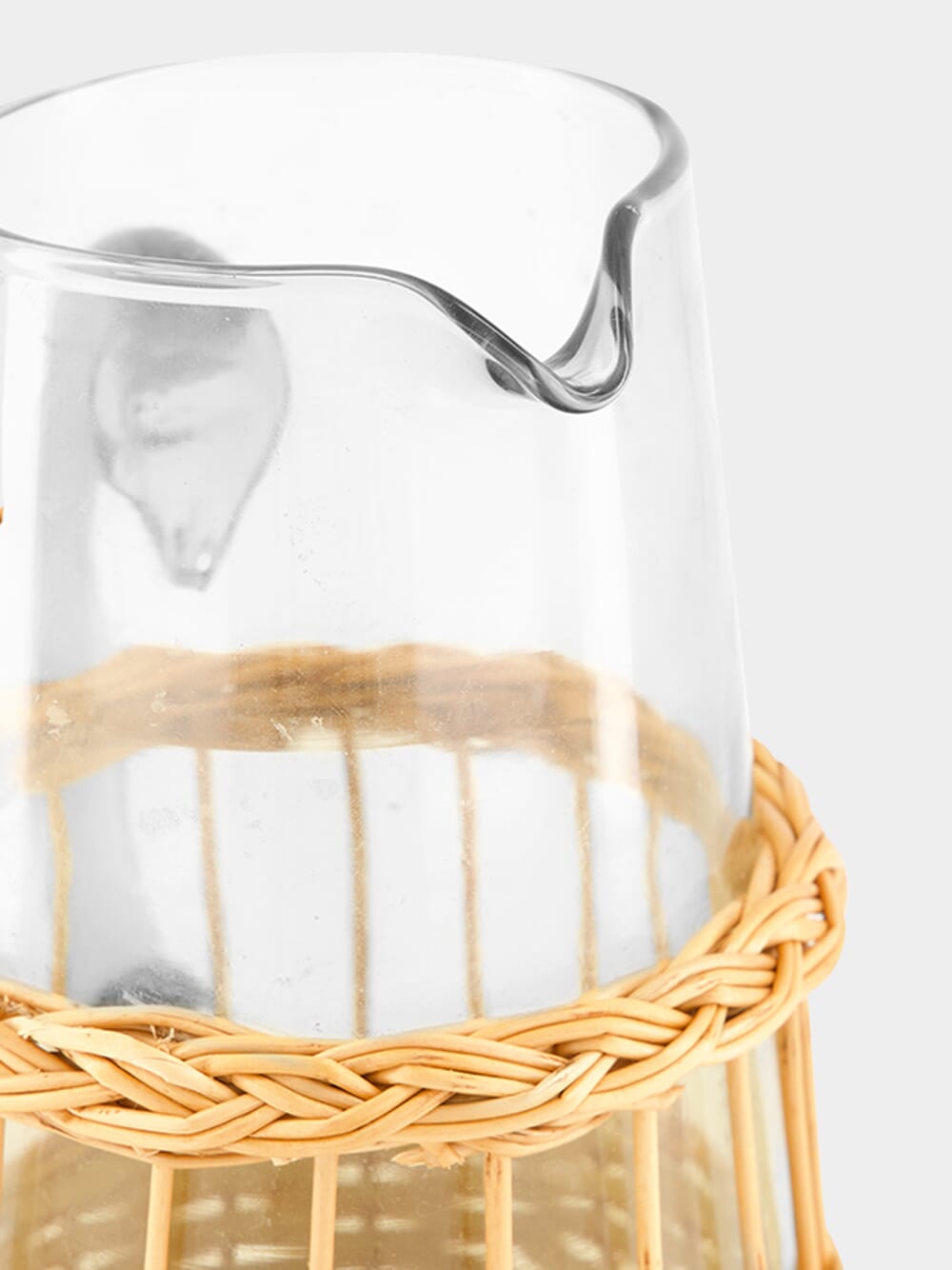 Handmade Vitória Natural Wicker and Glass Jug