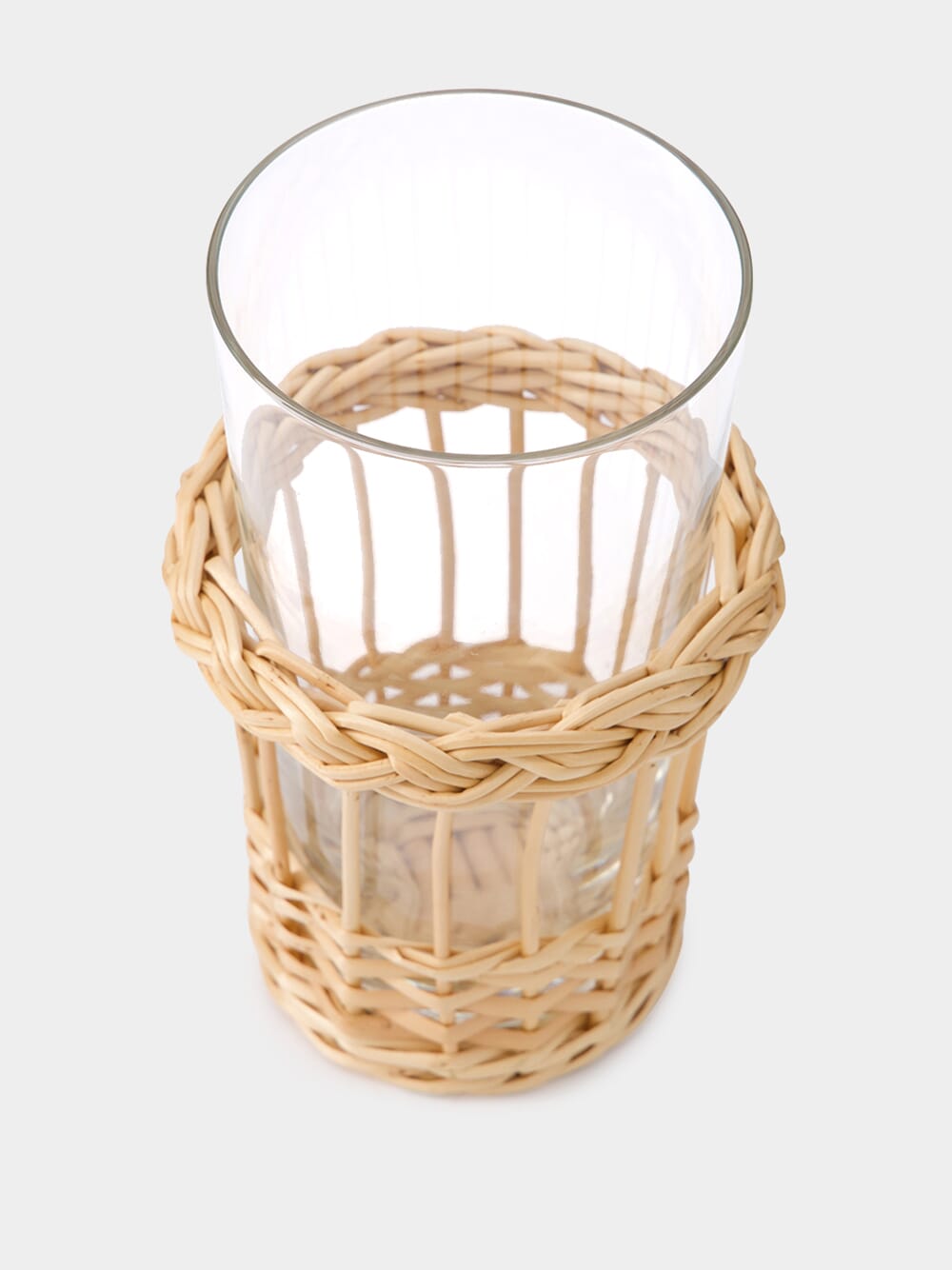 Handmade Vitória Natural Wicker and Glass Tall Tumbler