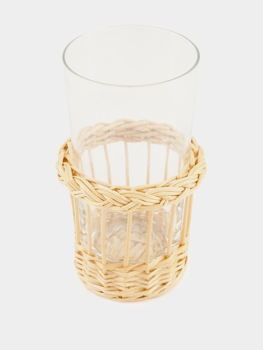Handmade Vitória Natural Wicker and Glass Tall Tumbler