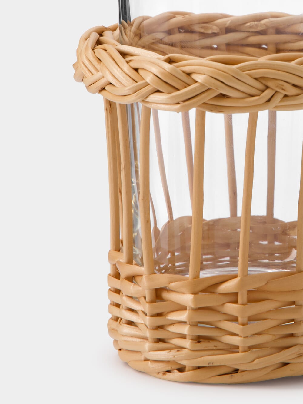 Handmade Vitória Natural Wicker and Glass Tumbler