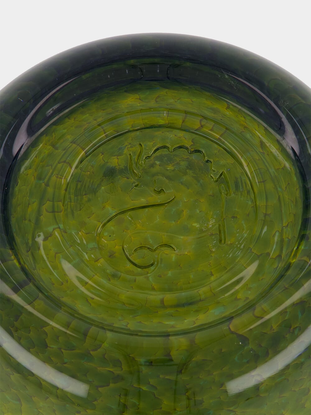 Handblown Avis Green Glass Bowl