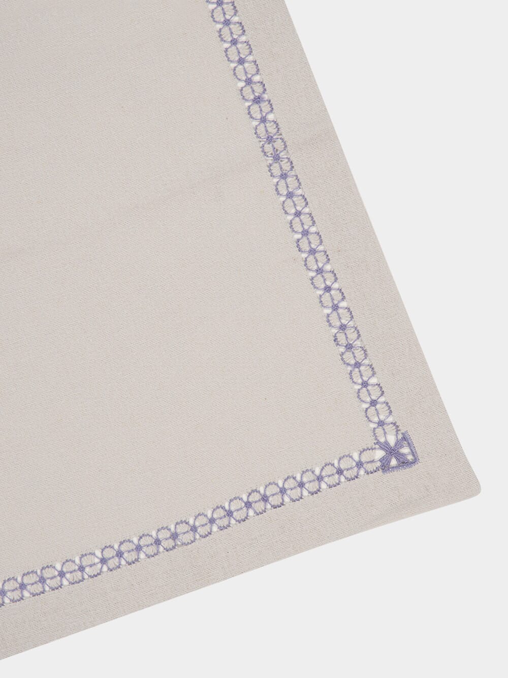 Hand-Embroidered Maria Ice Blue Linen with Blue Embroidery Napkin