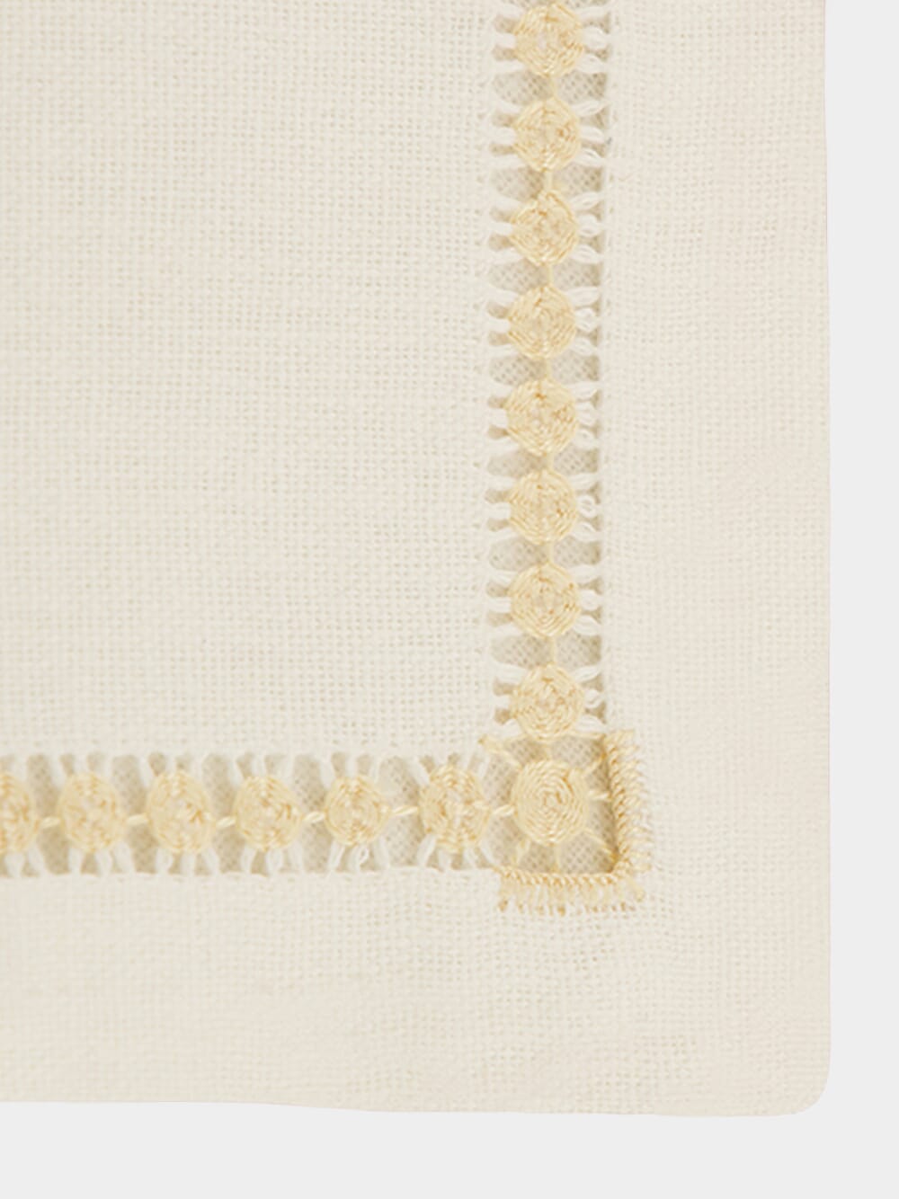 Hand-Embroidered Maria White Linen with Beige Embroidery Napkin
