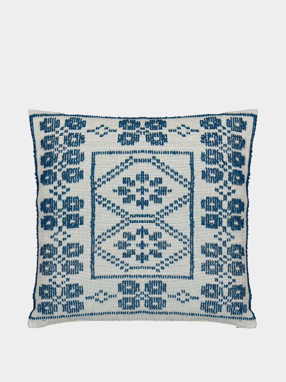 Handmade Inês Blue Cotton and Linen Cushion