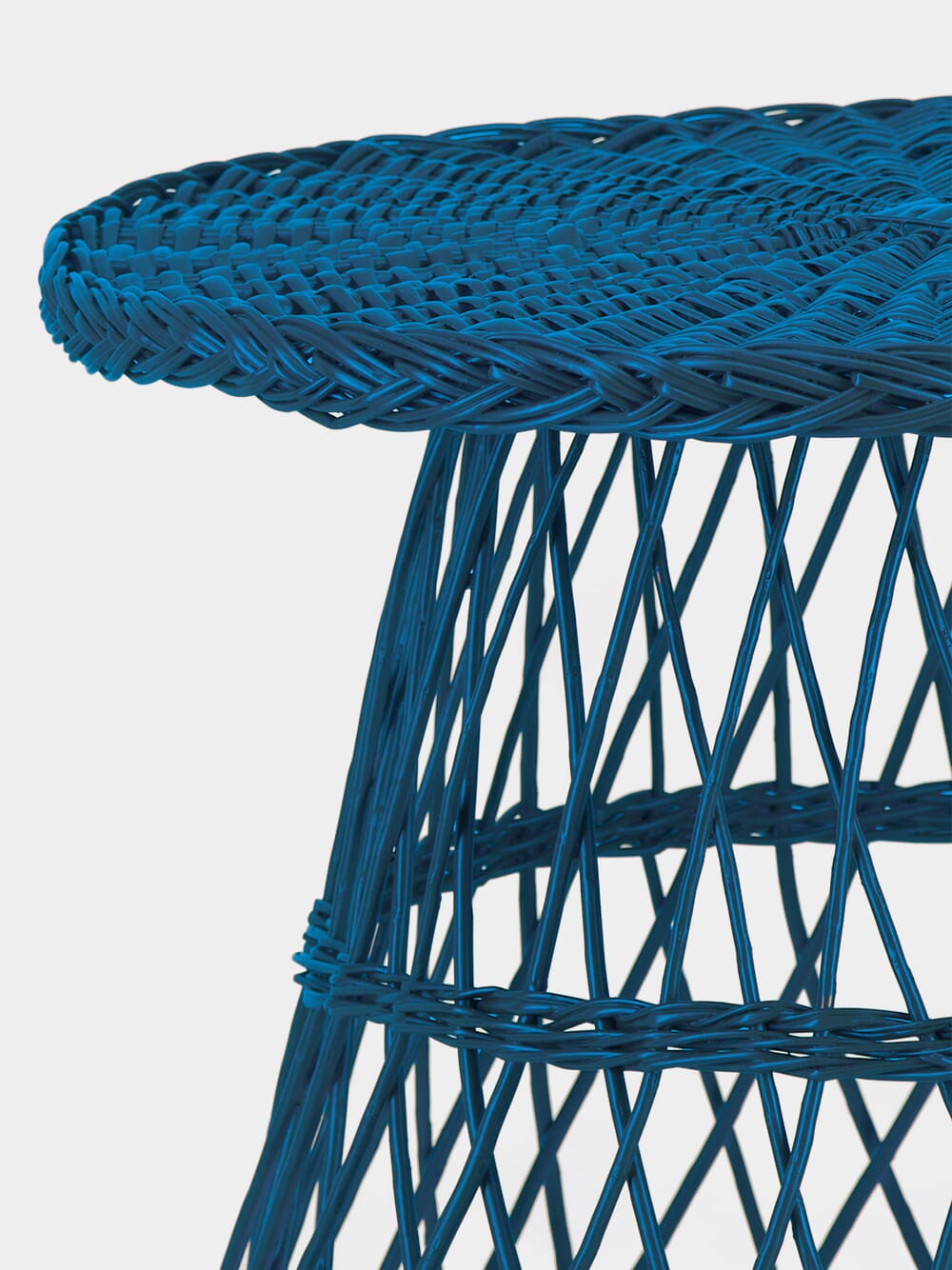 Handmade Furnas Blue Wicker Side Table