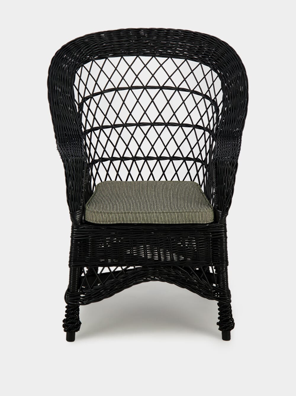 Handmade Furnas Black Wicker Armchair